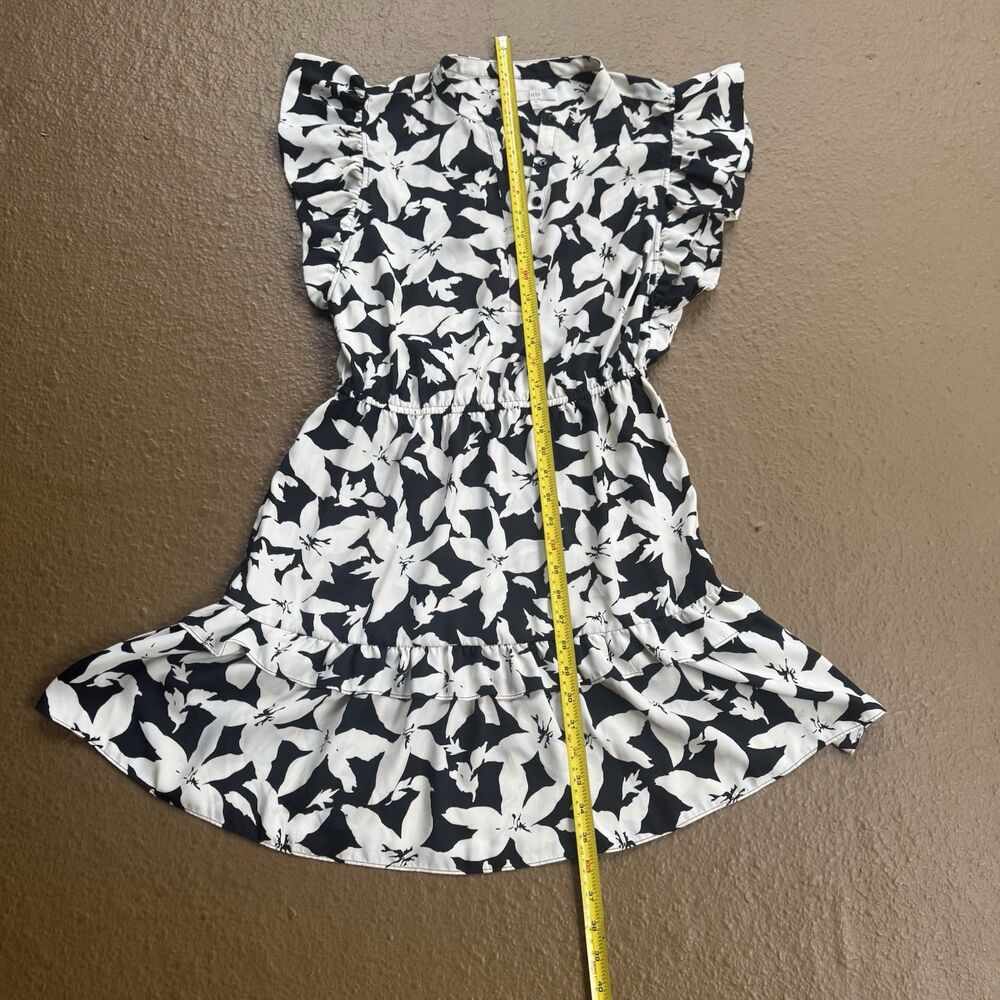 Joie Krystina Dress Sz M Ruffles Flutter Sleeve Summer White Black Floral $348 - Picture 5 of 13
